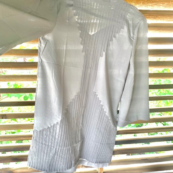 Qi Neiman Marcus $175 Tuxedo Tunic XSP Grey Silver Dress Party Wedding - Picture 8 of 10